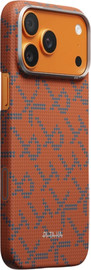 PITAKA PITAKA Monogram Edge Case iPhone 17 Pro Leaping Blue Orange - מגן סיב ארמיד פרימיום לאייפון 17 פרו