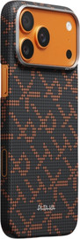 PITAKA PITAKA Monogram Edge Case iPhone 17 Pro Leaping Orange Black - מגן סיב ארמיד פרימיום לאייפון 17 פרו