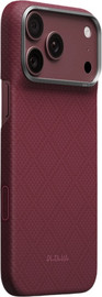 PITAKA PITAKA Argyle Burgundy Edge Case for iPhone 18 Pro Max - מגן סיב ארמיד פרימיום אדג' לאייפון 18 פרו מקס