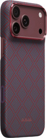 PITAKA PITAKA Argyle Blue's Red Edge Case for iPhone 18 Pro Max - מגן סיב ארמיד פרימיום אדג' לאייפון 18 פרו מקס
