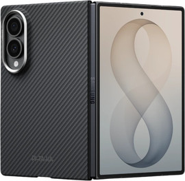 PITAKA PITAKA Classic Black-Grey Twill Edge Case (Back Only) for Galaxy Z Fold8 - מגן סיב ארמיד פרימיום (אחורי בלבד) לגלקסי Z Fold8