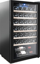 VINOTEMP מקרר יין עד 33 בק, Galaxy פרמיום מדחס, מדפי עץ נשלפים, תצוגה דיגיטלית.