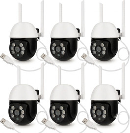 SAKAL מארז 5 מצלמות אבטחה IP WiFi TY100 + מצלמה 1 מתנה – מצלמות אבטחה חיצוניות ופנימיות HD 1080P עם ראיית לילה וזיהוי תנועה