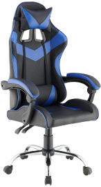 NINJA EXTREME כסא גיימינג גבוה עם 2 כריות תמיכה ובסיס כרום שחור/כחול