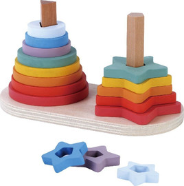 Pit Toys זוג מגדלי השחלה מעץ