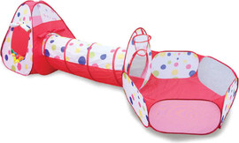 I AM Toys אוהל משחק עם מנהרה, סל, בריכת כדורים ו- 50 כדורים צבעוניים - אדום