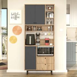 Twins design ארון שירות למטבח /למשרד בצבע אפור משולב עץ דגם דאגלס