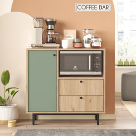 Twins design ארון שירות למטבח /מיקרוגל בצבע פיסטוק בשילוב עץ דגם אביב מבית Twins Design