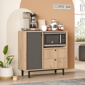 Twins design ארון שירות למטבח /מיקרוגל בצבע אפור משולב עץ דגם אביב מבית Twins Design