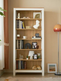 Twins design ספריית מדפים בגוון לבן בשילוב עץ טבעי – דגם מקרון ברוחב 90 ס"מ מבית Twins Design