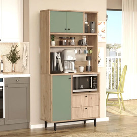 Twins design ארון שירות למטבח /למשרד בצבע ירוק משולב עץ דגם אליענה מבית Twins Design