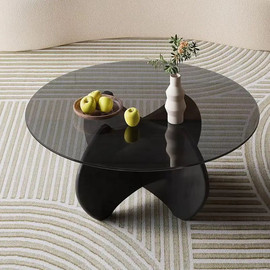 Twins design שולחן סלון מעץ בשילוב זכוכית בצבע שחור דגם נינה מבית Twins Design