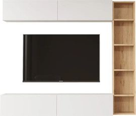 Twins design מזנון צף בשילוב מדפים דגם קורל מבית Twins Design