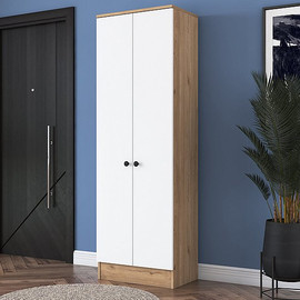 Twins design ארון בגדים 2 דלתות בצבע לבן עם אגוז דגם אשלי מבית Twins Design