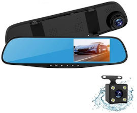 Gti מצלמת רכב דו כיוונית FULL HD במראה פנורמית + צג LCD צבעוני