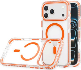 SmartCase כיסוי שקוף עם מסגרת כתומה תומך MagSafe לאייפון 17 פרו מקס בעיצוב ייחודי Nanox Bold MagSafe