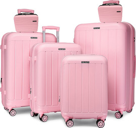 Camel Mountain סט שישה פריטים Camel Mountain® Infinity – מזוודות בגדלים 14", 14", 20", 24", 28" ו־32" - ורוד קוורץ