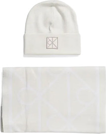 CK EMBLEM BEANIE + AOP SCARF