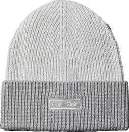 CK PATCH WOOL CHUNKY RIB BEANIE