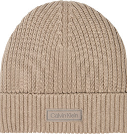 CK PATCH CHUNKY RIB COTTON BEANIE