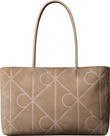 CK EMBLEM AOP EMBOSSED SUEDE TOTE