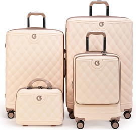 Goby London סט מזוודות קשיחות מתרחבות 29"+25"+20" + תיק איפור תואם, טרולי עם תא ללפטופ ושקע USB מבית החברה האנגלית Goby London דגם OCEAN ROYALE