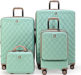 Goby London סט מזוודות קשיחות מתרחבות 29"+25"+20" + תיק איפור תואם, טרולי עם תא ללפטופ ושקע USB מבית החברה האנגלית Goby London דגם OCEAN ROYALE
