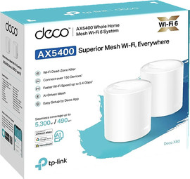 TP LINK ראוטר אלחוטי/אקסס פוינט Deco X60 V3.2 Mesh WiFi 6 AX5400 (2 יחי’ באריזה)