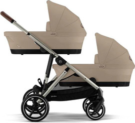 Cybex עגלת תאומים אחים גאזל Gazelle S2 עם 2 עריסות 2 טיולונים צבע בז – סייבקס