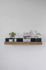 COLLECTIE PLANK מדף מתכת עם חזית עץ אלון מעוצב בצבע פחם