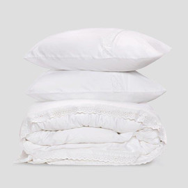 פספרטו סט סאטן 300 עם מסגרת רקומה בלבן Luxury White