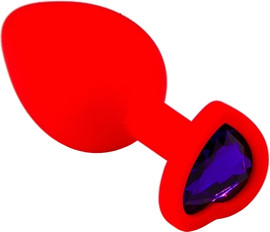 TOYBOX פלאג סיליקון אדום יהלום לב סגול בינוני / 34 ממ