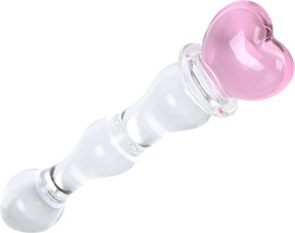 TOYBOX דילדו זכוכית עם לב ורוד ​Crystal Love