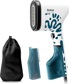 Tefal מגהץ אדים אנכי 1300W - כולל 2 מיכלי מים Tefal טפאל Pure Pop DT2040M0 לבן פסים תכלת
