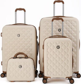 Goby London סט מזוודות קשיחות מתרחבות בנפח ענק  + תיק איפור תואם מבית החברה האנגלית Goby London דגם Ocean Coral