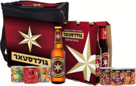 גולדסטאר צידנית שישיית בירה גולדסטאר עם פיצוחים