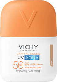 VICHY קפיטל סוליי אקווה פלויד תחליב הגנה לפנים SPF50 עם גוון