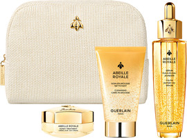 GUERLAIN ABEILLE ROYALE סט סרום + מוס ניקוי + קרם פנים + תיק יוקרתי