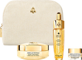 GUERLAIN ABEILLE ROYALE סט קרם לחות + סרום + קרם עיניים + תיק יוקרתי