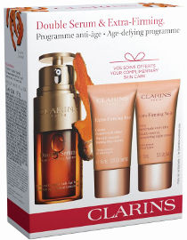 CLARINS DOUBLE SERUM מארז סרום + קרם יום EXTRA FIRMING + קרם לילה לכל סוגי העור