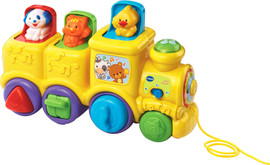Vtech רכבת חיות קופצות מנגנת בעברית - צהוב