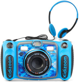 Vtech מצלמה דיגיטלית לילדים קידיזום דואו דלוקס עם מצלמת חזית וסלפי, חיישן תנועה, נגן ואזניות מתנה - כחול