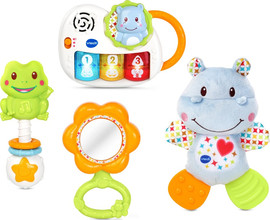 Vtech סט המתנה הראשון שלי - 4 צעצועי התפתחות באריזה מעוצבת - צבעוני