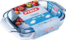 PYREX סט 2 תבניות זכוכית