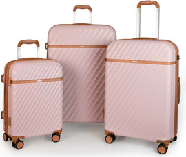 Goby London סט 3 מזוודות קשיחות מתרחבות 28" 24" 20" עם שקע טעינה USB דגם OCEAN WAVE מבית Goby London