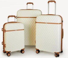 Goby London סט 3 מזוודות קשיחות מתרחבות 28" 24" 20" עם שקע טעינה USB דגם OCEAN WAVE מבית Goby London