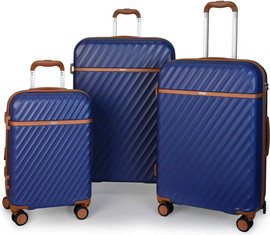 Goby London סט 3 מזוודות קשיחות מתרחבות 28" 24" 20" עם שקע טעינה USB דגם OCEAN WAVE מבית Goby London