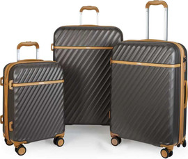 Goby London סט 3 מזוודות קשיחות מתרחבות 28" 24" 20" עם שקע טעינה USB דגם OCEAN WAVE מבית Goby London