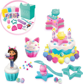 Gabby's Dollhouse ערכת יצירה בבצק: עוגת יום הולדת וקאפקייק בית הבובות של גבי בקופסת פלסטיק מעוצבת