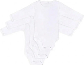 BabyTech שלישיית בגד גוף פלנל לחצניות מידה 3-6 חודשים מבית Baby Tech - צבע לבן